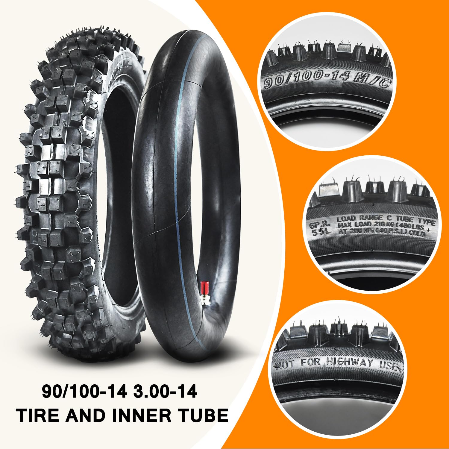 Amazon.com: HOLATO Rear 90/100-14 3.00-14 Tire and Inner